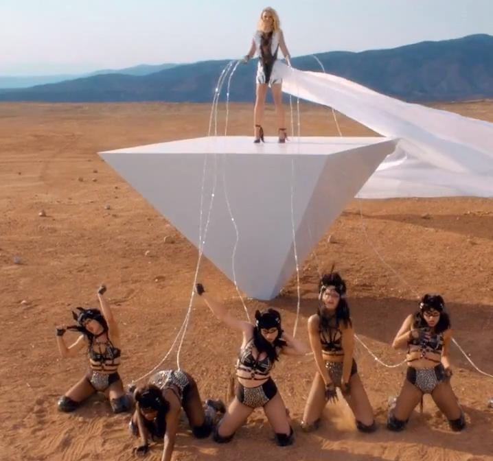 Britney Spears wear Scarlet Fever Footwear Pony Shoe in the music video for Work Bitch